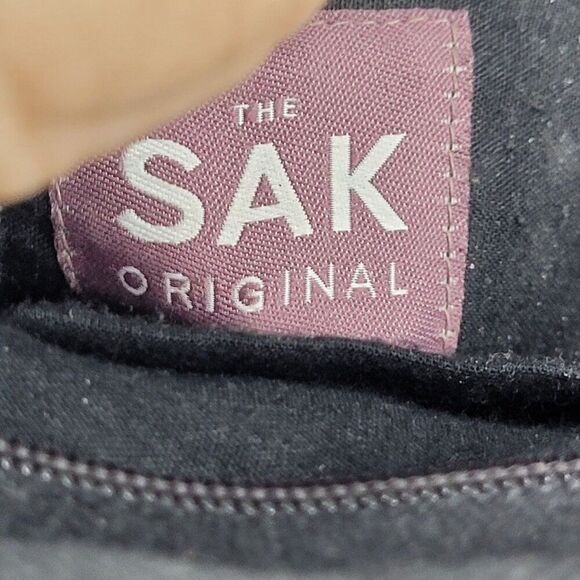 The Sak Woven Straw Rattan Basket Tote Bag Black Neutral Checkered Top Handle - Picture 3 of 8